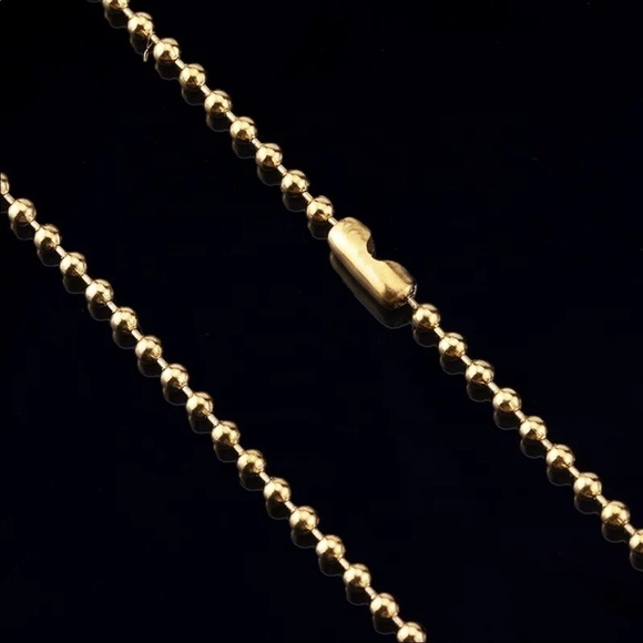 14K gold plated stainless steel steel ball beads chain necklace 16 inches - Picture 6 of 7